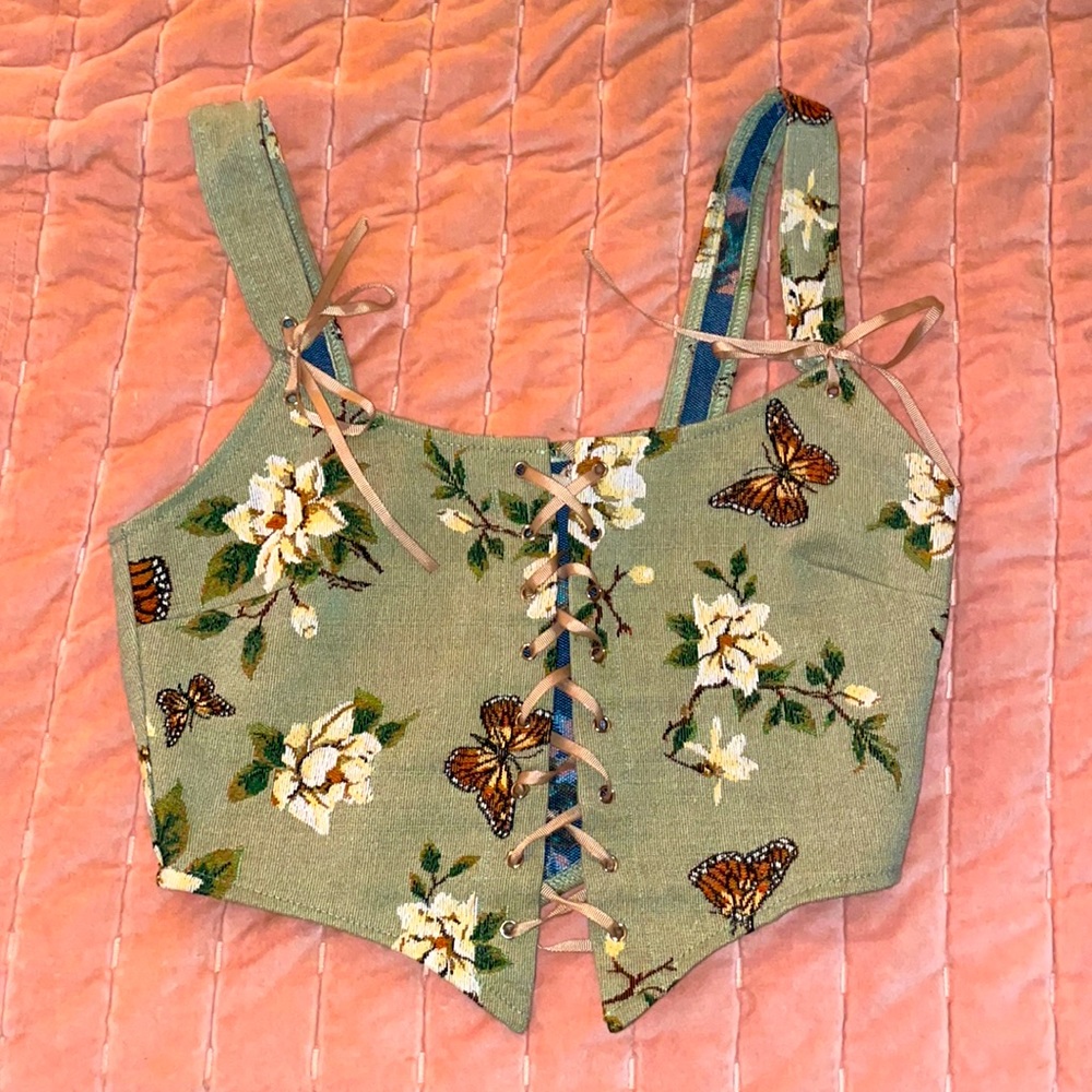 green butterfly princess corset